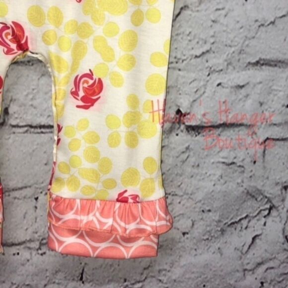 2pc. Roses & Leaves Baby Girl Romper with headband - Picture 4 of 7